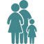 A teal-colored simple silhouette icon of a person standing, facing forward, with no visible facial features or details.
