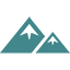 A teal-colored silhouette of a dog standing and facing to the right on a white background.
